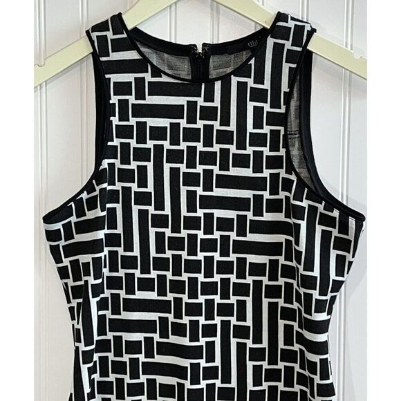 Tibi Dress Geometric Print Sleeveless Bodycon Fitted Dress Size 4 Crew Neckline - Picture 6 of 10